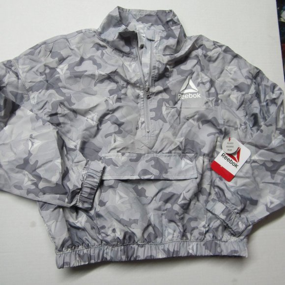 Reebok M 7 8 gray camo windbreaker NWT - Picture 1 of 4